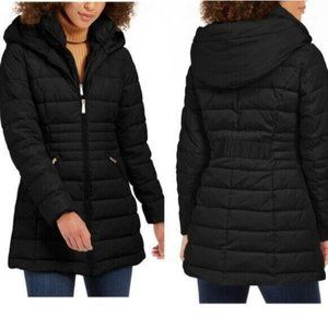 Laundry by Shelli Segal Quilted Zip Bibbed Puffer Hooded Jacket NWT Size L